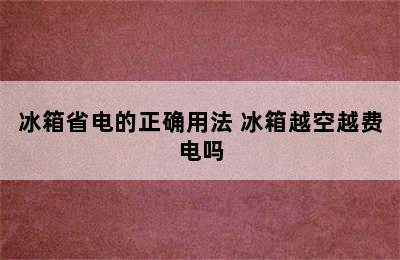 冰箱省电的正确用法 冰箱越空越费电吗